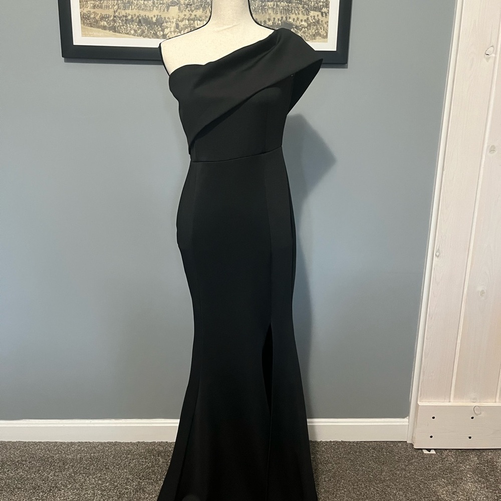 SHEIN One-Shoulder Black Mermaid Evening Gown